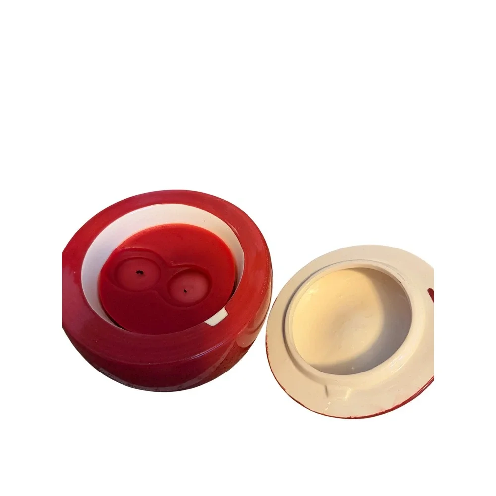 Ceramic Red Apple Jar with Lid Decorative Candle Pot Farmhouse Kitchen Decor